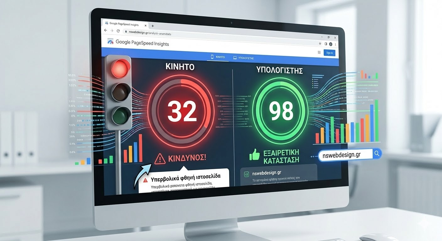 Η βαθμολογία της Google για την ταχύτητα ιστοσελίδας σε κινητά και υπολογιστές.