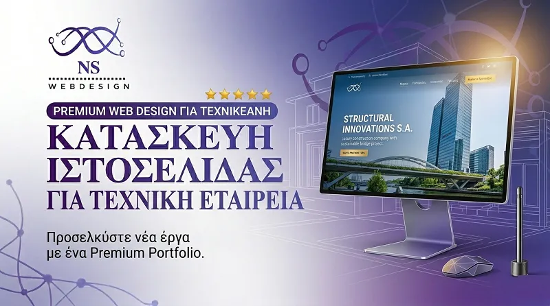 Κατασκευή Ιστοσελίδας Τεχνικής Εταιρείας NS Web Design Επαγγελματική κατασκευή ιστοσελίδας για τεχνική εταιρεία, αρχιτεκτονικό γραφείο και κατασκευαστική.