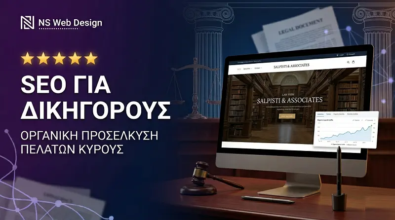 SEO για δικηγόρους και νομικά γραφεία: Στρατηγική οργανικής προσέλκυσης πελατών από την NS Web Design.