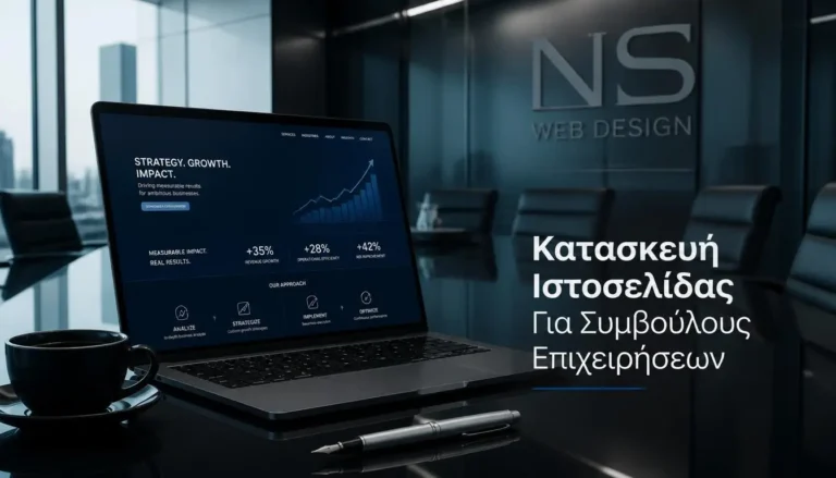 Ο απόλυτος B2B οδηγός για την κατασκευή ιστοσελίδας συμβούλου επιχειρήσεων, εστιάζοντας στο εταιρικό κύρος και το ROI.