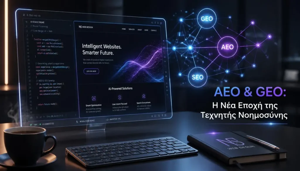 Αναλυτικός οδηγός για το τι είναι το aeo και geo, και πώς η τεχνητή νοημοσύνη επηρεάζει την κατασκευή ιστοσελίδων.