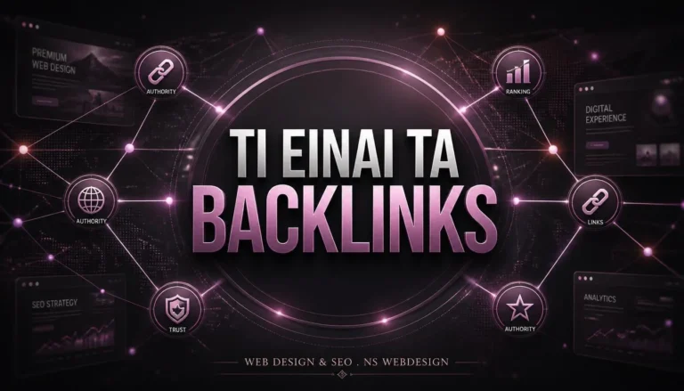 Εικονογράφηση με τον τίτλο «Backlinks: τι είναι και πώς να τα αποκτήσεις» από την NS Web Design