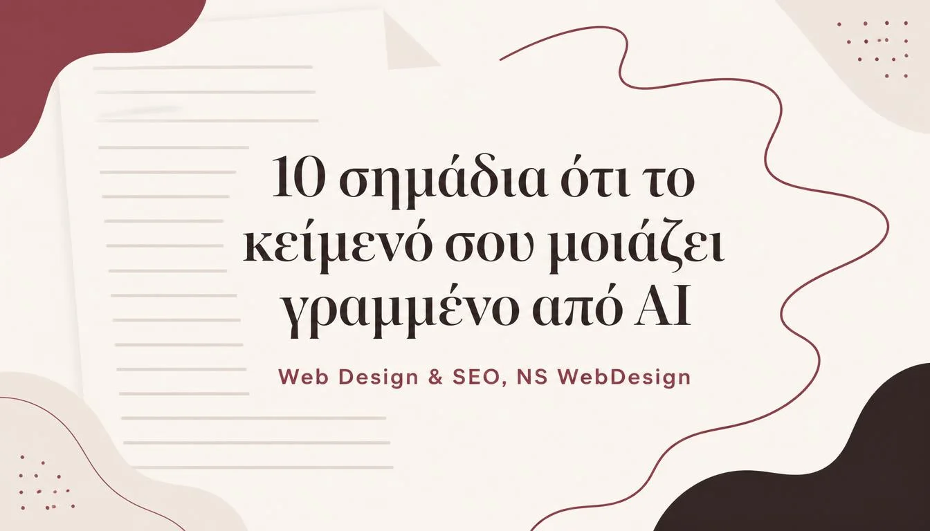Κείμενο γραμμένο από AI: εικονογράφηση με 10 σημάδια που το προδίδουν, NS Web Design